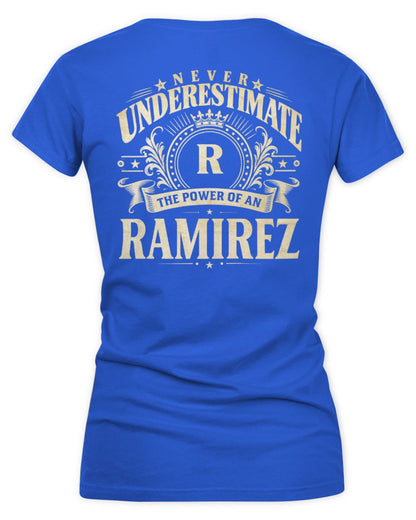 Never Underestimate Your Name Luxury Logo Shirt RAMIREZ M1-63 / Women's V-Neck T-Shirt / royal