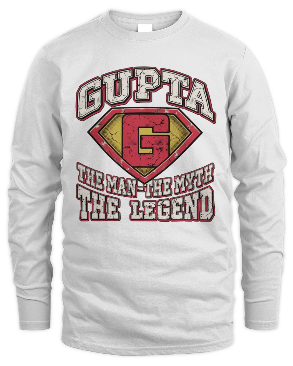 The Man The Myth The Legend Superman Graphic T-Shirt GUPTA M1-74 / Men's Long Sleeved T-Shirt / white