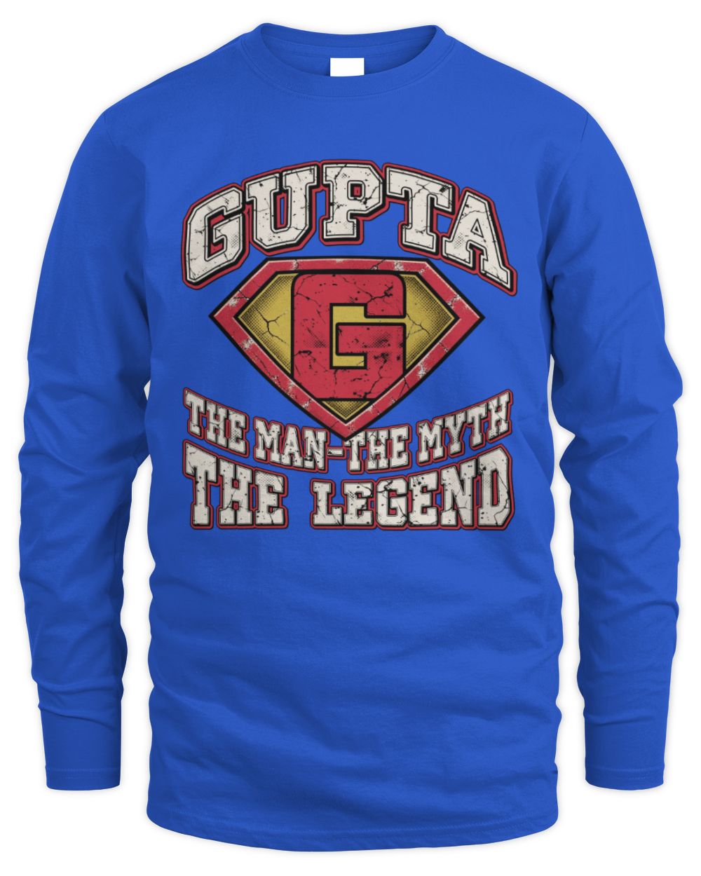 The Man The Myth The Legend Superman Graphic T-Shirt GUPTA M1-74 / Men's Long Sleeved T-Shirt / royal