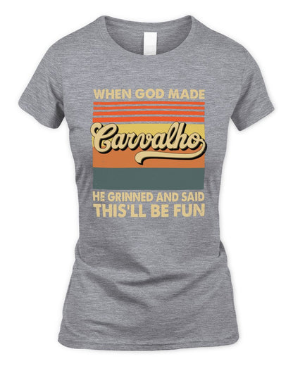 When God Made Your Name He Grinned Vintage T-Shirt CARVALHO M1-55 / Women's Standard T-Shirt / sport grey