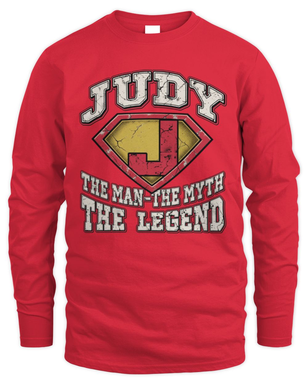 The Man The Myth The Legend Superman Graphic T-Shirt JUDY M1-74 / Men's Long Sleeved T-Shirt / red