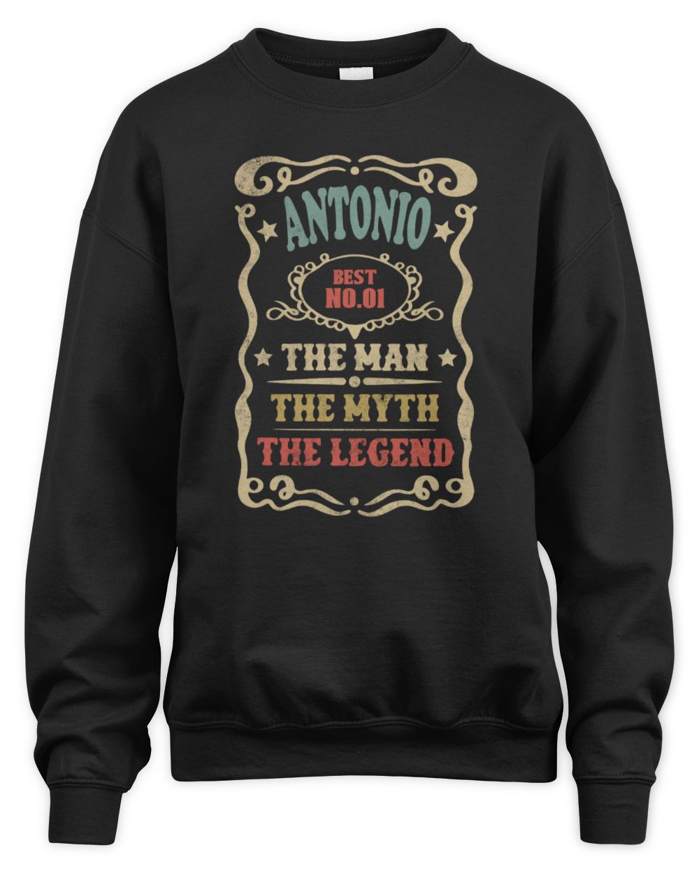 The Man The Myth The Legend Vintage Gold Wine Shirt ANTONIO M1-52 / Unisex Sweatshirt / black