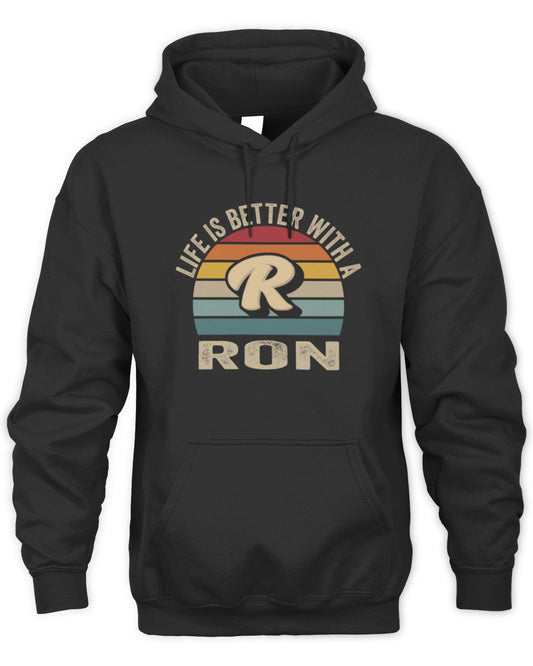 Life Is Better with Name Vintage Sun Shirt RON M1-50 / Unisex Hoodie / black