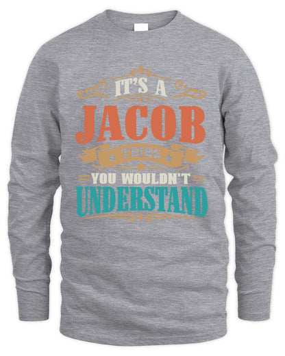 It’s a Name Thing Personalized Retro T-Shirt JACOB M1-47 / Men's Long Sleeved T-Shirt / sport grey