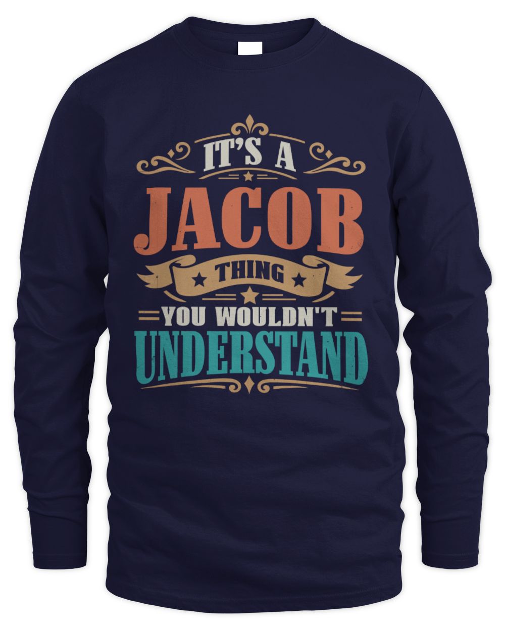 It’s a Name Thing Personalized Retro T-Shirt JACOB M1-47 / Men's Long Sleeved T-Shirt / navy