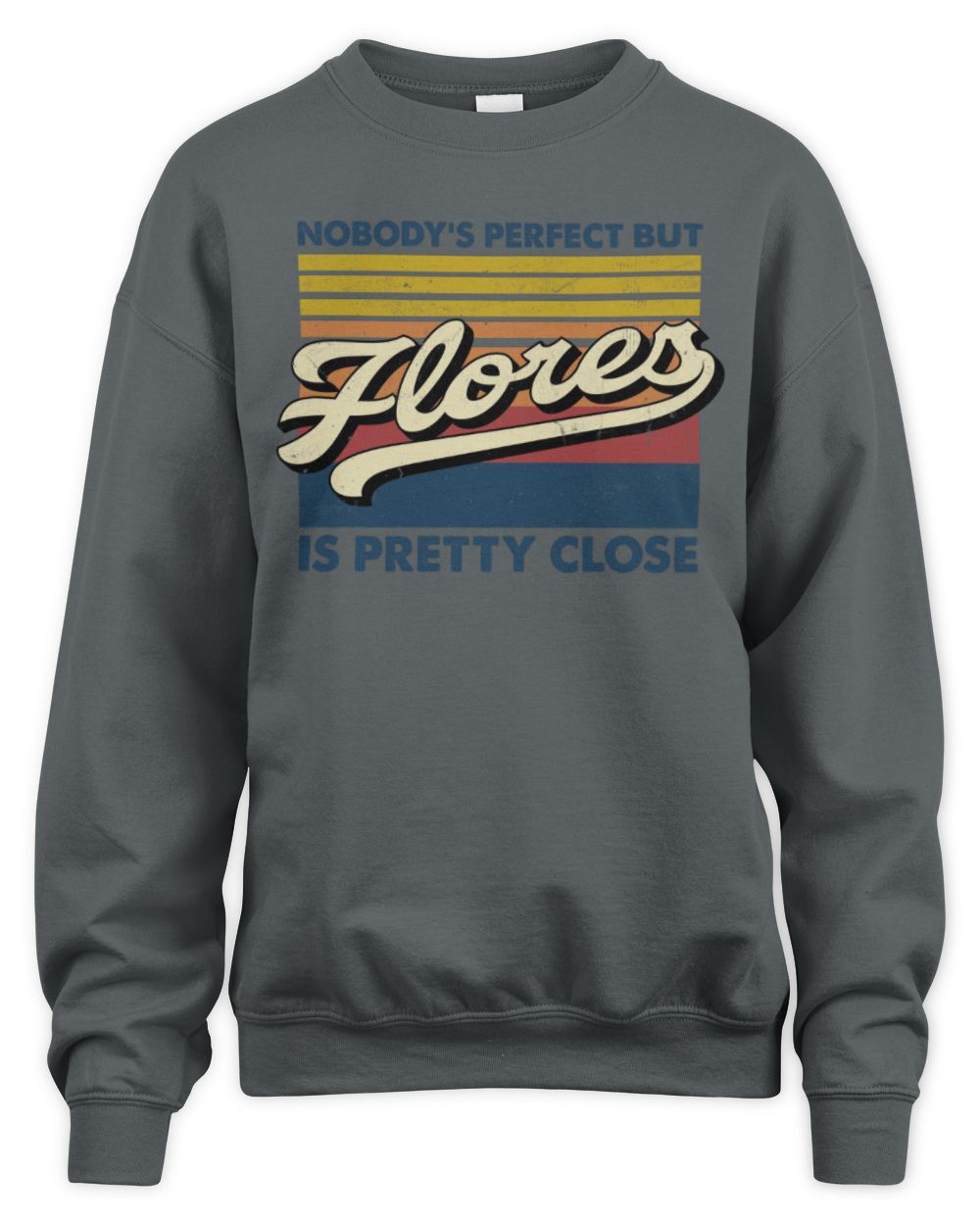 Nobody's Perfect But Your Name Is Pretty Close Retro Shirt FLORES M1-65 / Unisex Sweatshirt / charcoal