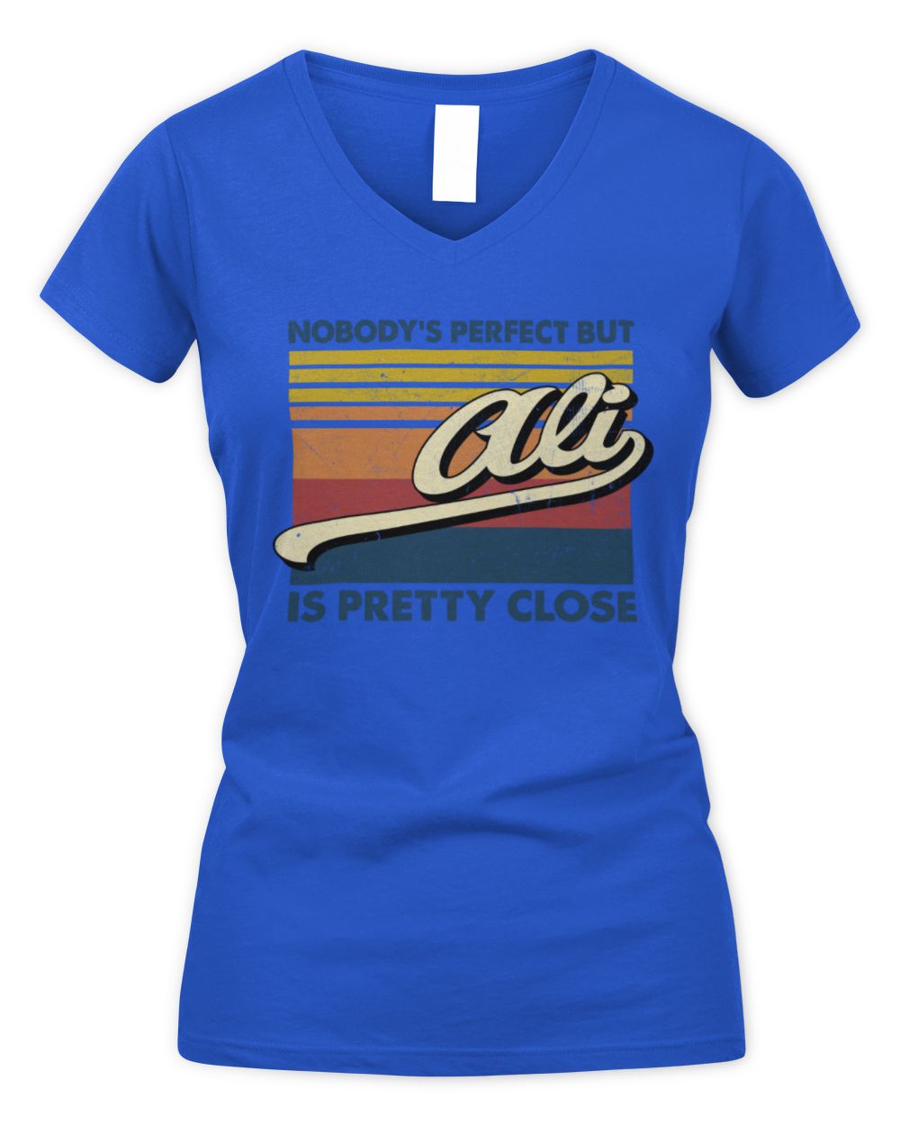 Nobody's Perfect But Your Name Is Pretty Close Retro Shirt ALI M1-65 / Women's V-Neck T-Shirt / royal