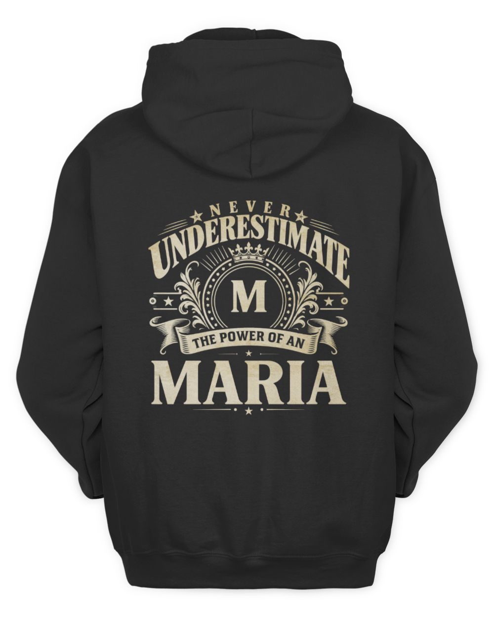 Never Underestimate Your Name Luxury Logo Shirt MARIA M1-63 / Unisex Hoodie / black