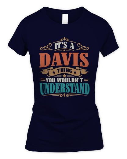 It’s a Name Thing Personalized Retro T-Shirt DAVIS M1-47 / Women's Standard T-Shirt / navy