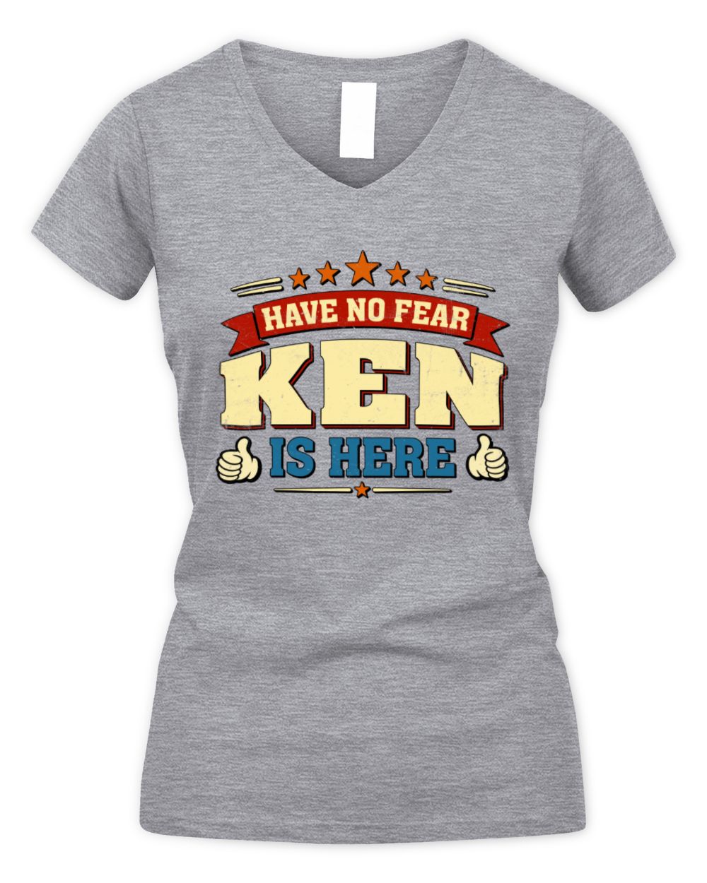 Have No Fear Your Name Is Here Cool Graphic T-Shirt KEN M1-71 / Women's V-Neck T-Shirt / sport grey