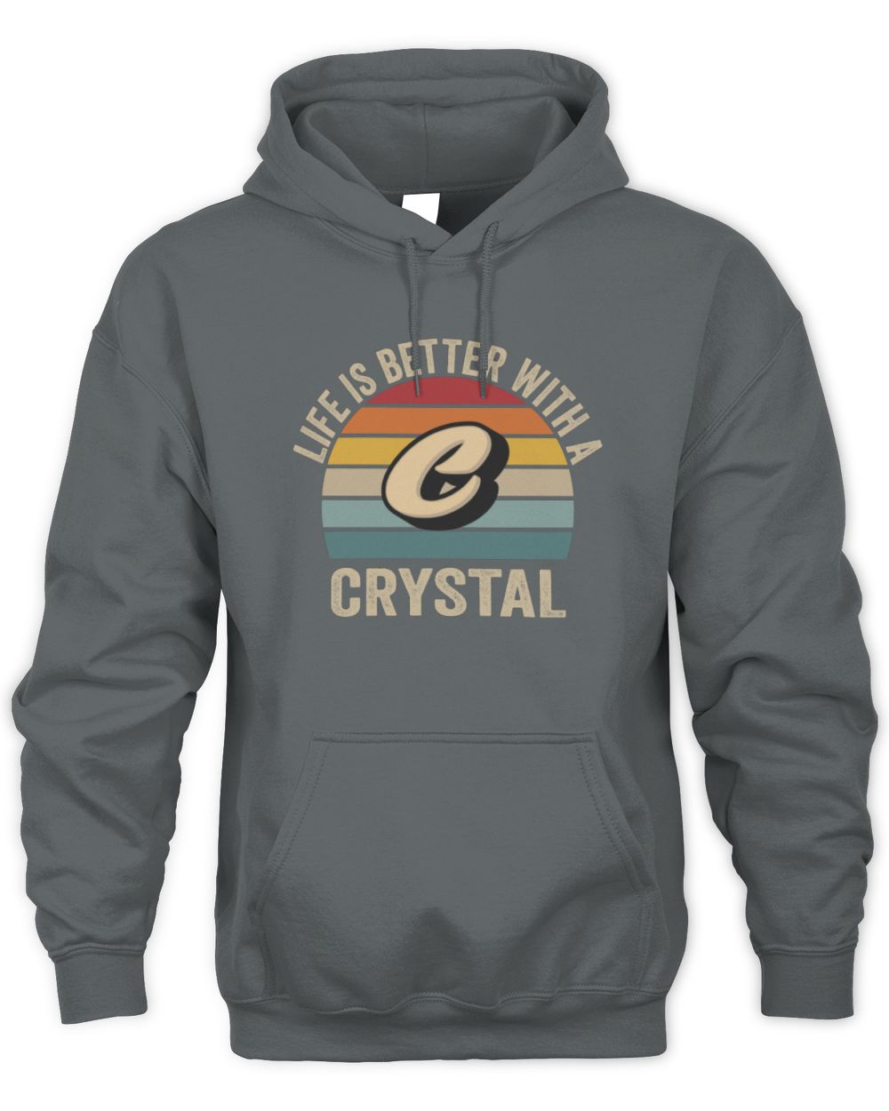 Life Is Better with Name Vintage Sun Shirt CRYSTAL M1-50 / Unisex Hoodie / charcoal