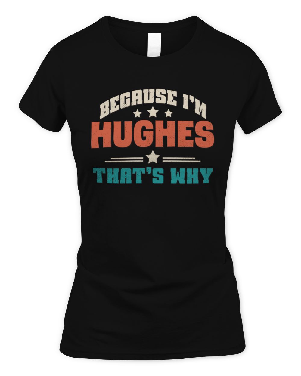 Because I'm Name That's Why Personalized Retro Shirt HUGHES-49 / Women's Standard T-Shirt / black