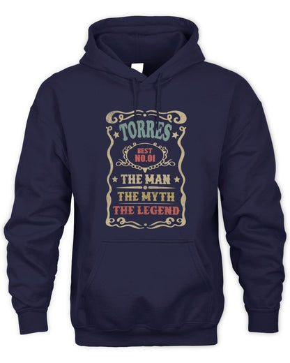 The Man The Myth The Legend Vintage Gold Wine Shirt TORRES M1-52 / Unisex Hoodie / navy