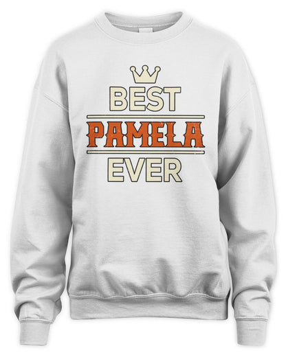 Best Your Name With Crown Shirt PAMELA M1-59 / Unisex Sweatshirt / white