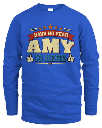 Have No Fear Your Name Is Here Cool Graphic T-Shirt AMY M1-71 / Men's Long Sleeved T-Shirt / royal