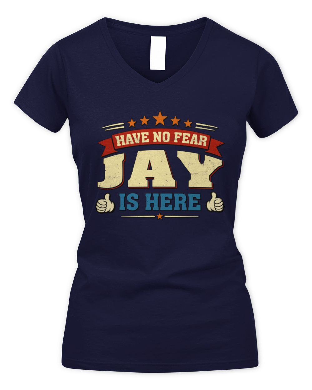 Have No Fear Your Name Is Here Cool Graphic T-Shirt JAY M1-71 / Women's V-Neck T-Shirt / navy