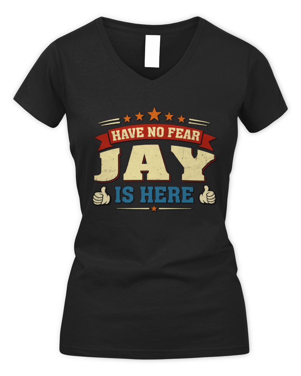 Have No Fear Your Name Is Here Cool Graphic T-Shirt JAY M1-71 / Women's V-Neck T-Shirt / black