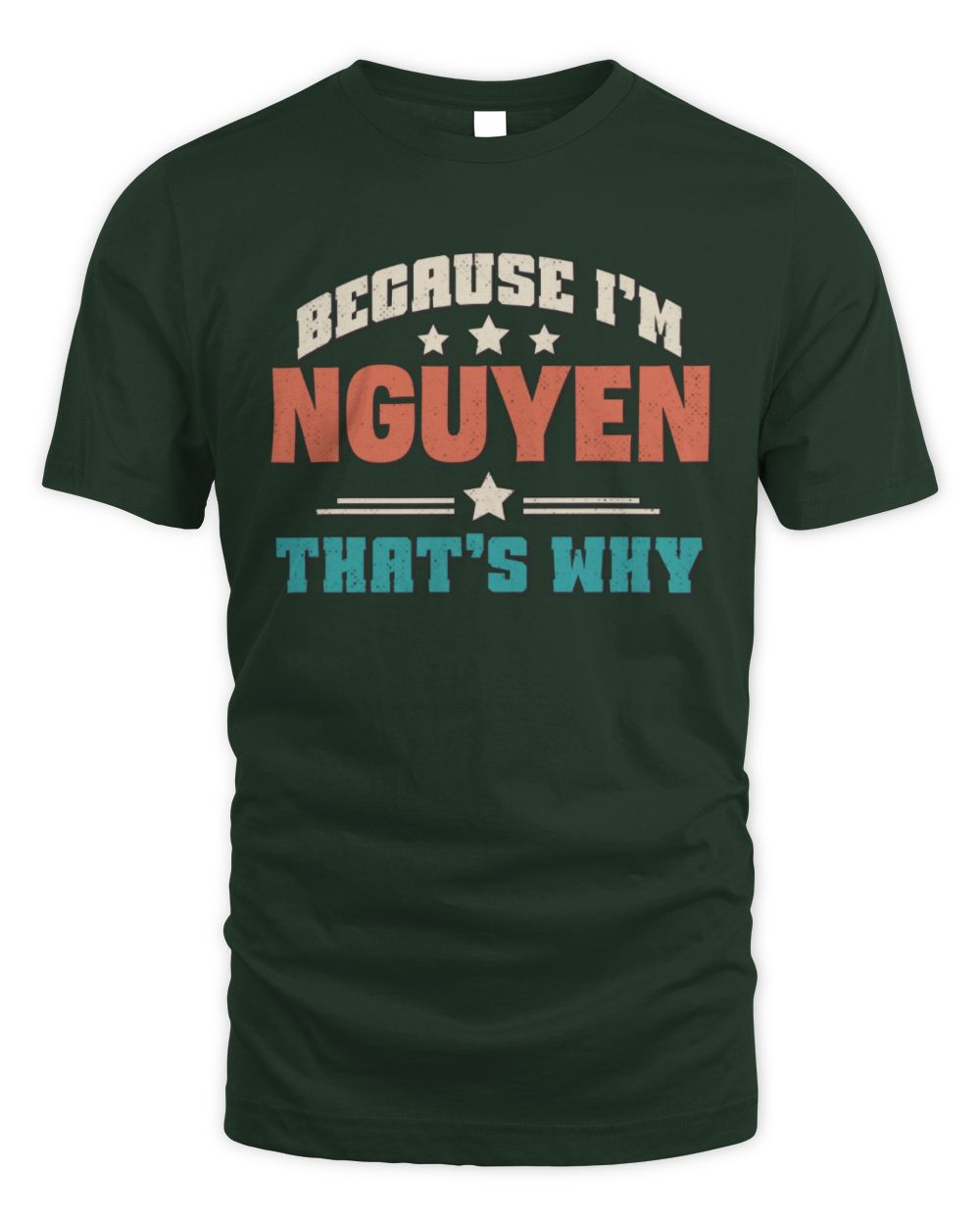 Because I'm Name That's Why Personalized Retro Shirt NGUYEN-49 / Unisex Standard T-Shirt / forest green