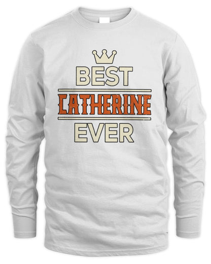 Best Your Name With Crown Shirt CATHERINE M1-59 / Men's Long Sleeved T-Shirt / white