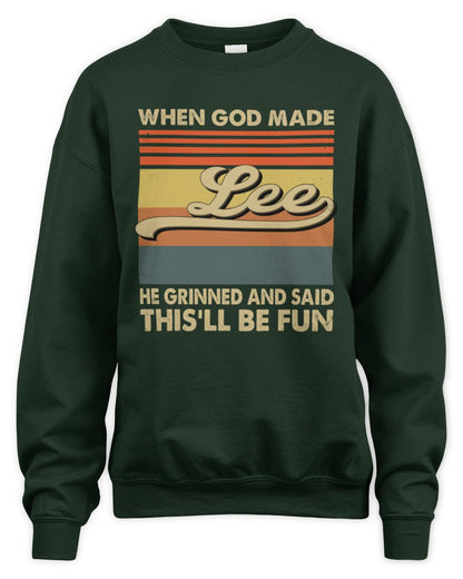When God Made Your Name He Grinned Vintage T-Shirt LEE M1-55 / Unisex Sweatshirt / forest green