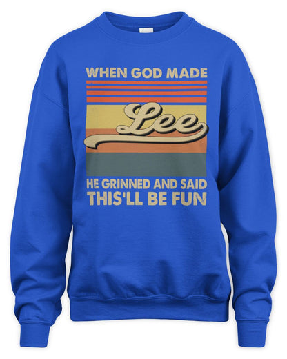 When God Made Your Name He Grinned Vintage T-Shirt LEE M1-55 / Unisex Sweatshirt / royal