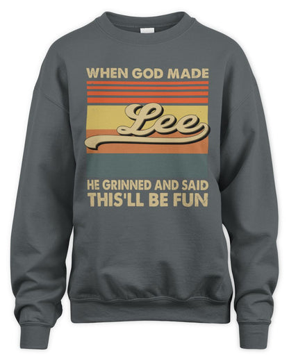 When God Made Your Name He Grinned Vintage T-Shirt LEE M1-55 / Unisex Sweatshirt / charcoal