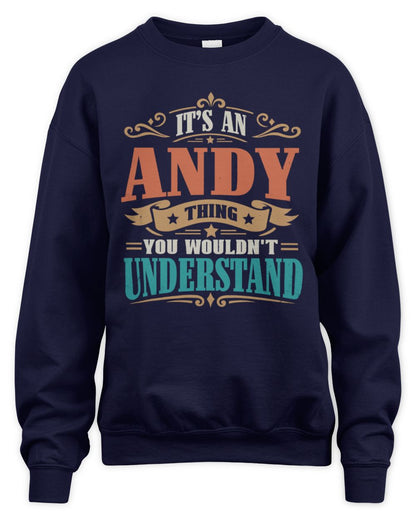 It’s a Name Thing Personalized Retro T-Shirt ANDY M1-47 / Unisex Sweatshirt / navy