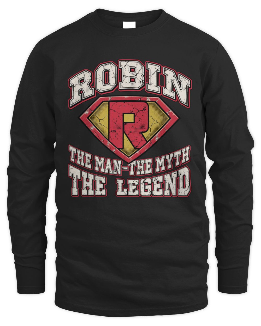 The Man The Myth The Legend Superman Graphic T-Shirt ROBIN M1-74 / Men's Long Sleeved T-Shirt / black