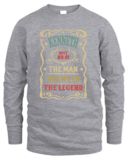 The Man The Myth The Legend Vintage Gold Wine Shirt KENNETH M1-52 / Men's Long Sleeved T-Shirt / sport grey