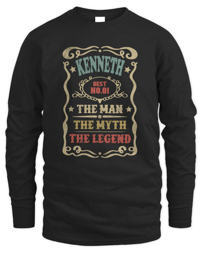 The Man The Myth The Legend Vintage Gold Wine Shirt KENNETH M1-52 / Men's Long Sleeved T-Shirt / black