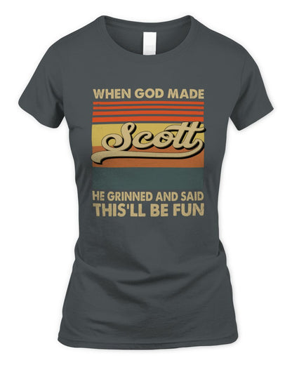 When God Made Your Name He Grinned Vintage T-Shirt SCOTT M1-55 / Women's Standard T-Shirt / charcoal