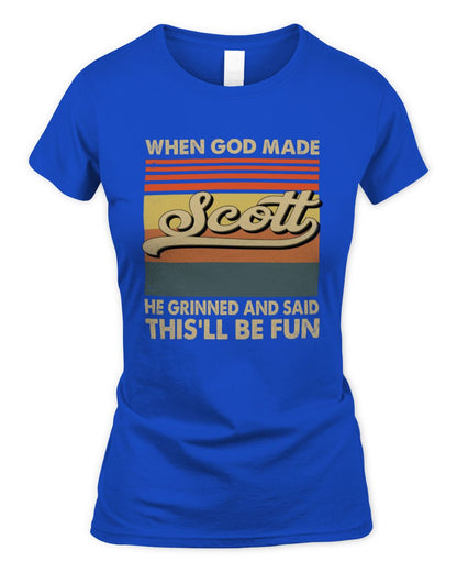 When God Made Your Name He Grinned Vintage T-Shirt SCOTT M1-55 / Women's Standard T-Shirt / royal