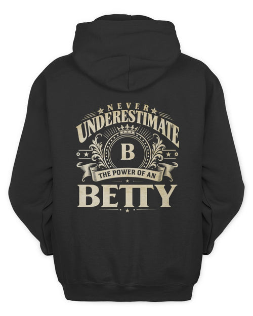 Never Underestimate Your Name Luxury Logo Shirt BETTY M1-63 / Unisex Hoodie / black