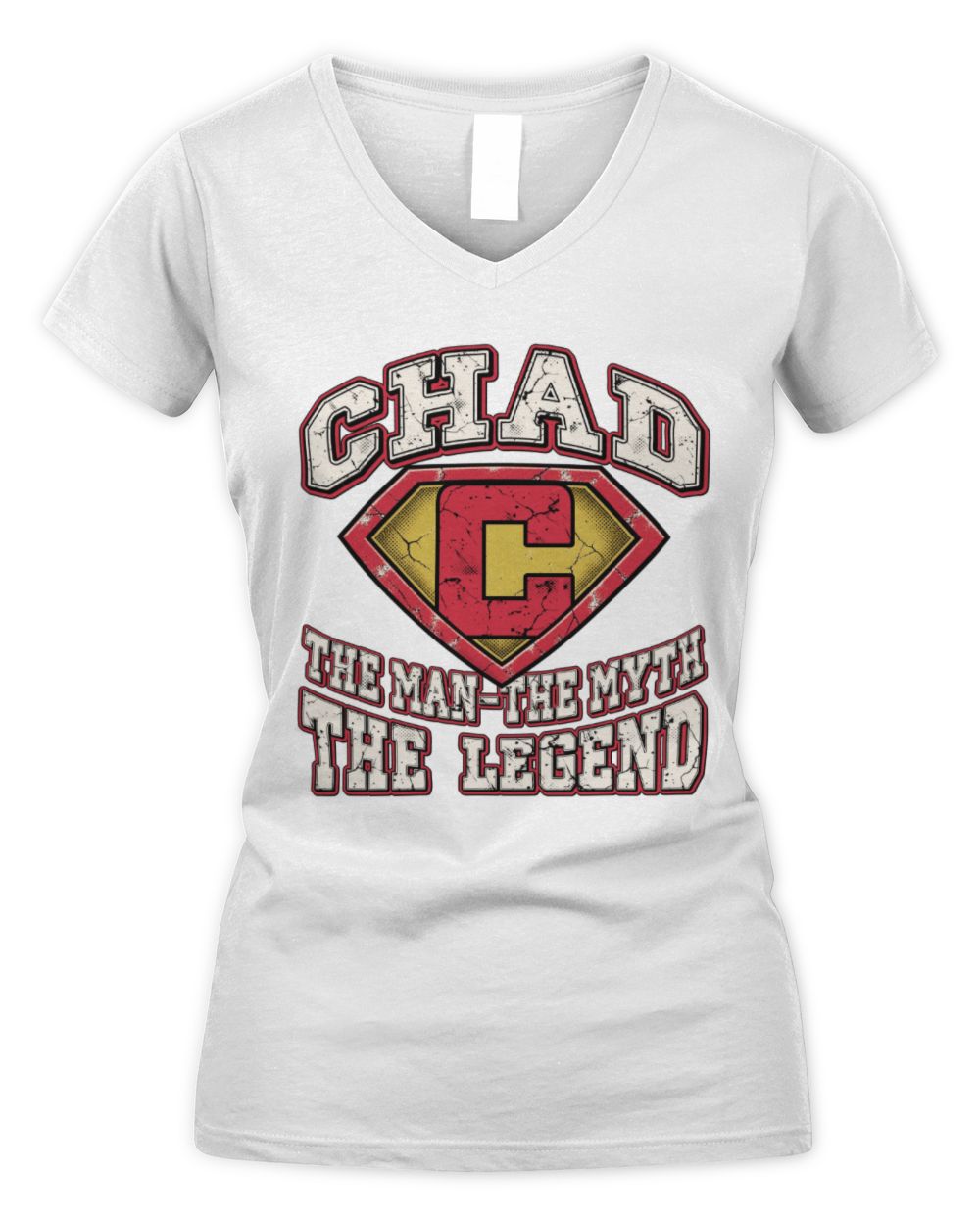 The Man The Myth The Legend Superman Graphic T-Shirt CHAD M1-74 / Women's V-Neck T-Shirt / white