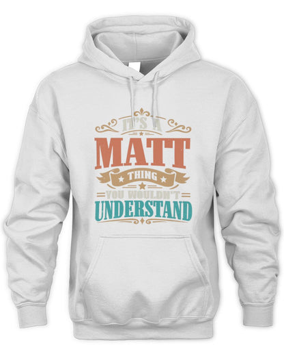 It’s a Name Thing Personalized Retro T-Shirt MATT M1-47 / Unisex Hoodie / white