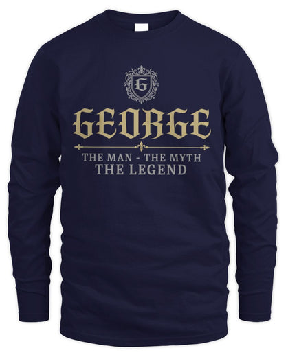 The Man The Myth The Legend Western Shirt GEORGE M1-78 / Men's Long Sleeved T-Shirt / navy