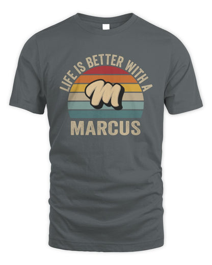Life Is Better with Name Vintage Sun Shirt MARCUS M1-50 / Unisex Standard T-Shirt / charcoal