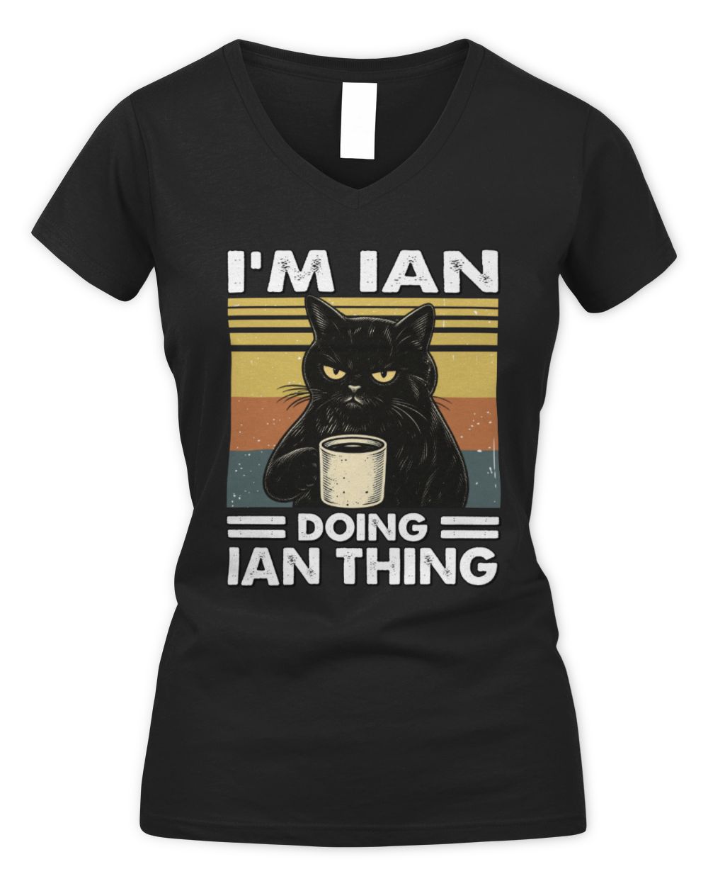 I'm Name Doing Name Thing Grumpy Black Cat Shirt IAN M1-79 / Women's V-Neck T-Shirt / black