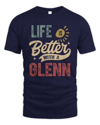 Life Is Better With a Name Personalized Retro T-Shirt GLENN-48 / Unisex Standard T-Shirt / navy
