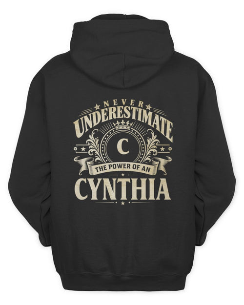 Never Underestimate Your Name Luxury Logo Shirt CYNTHIA M1-63 / Unisex Hoodie / black