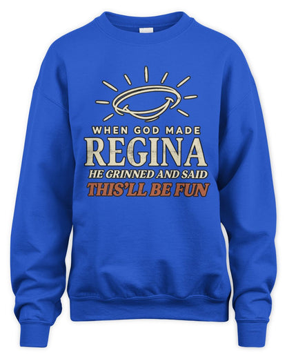 When God Made Your Name Funny Western T-Shirt T-Shirt REGINA M1-S82 / Unisex Sweatshirt / royal
