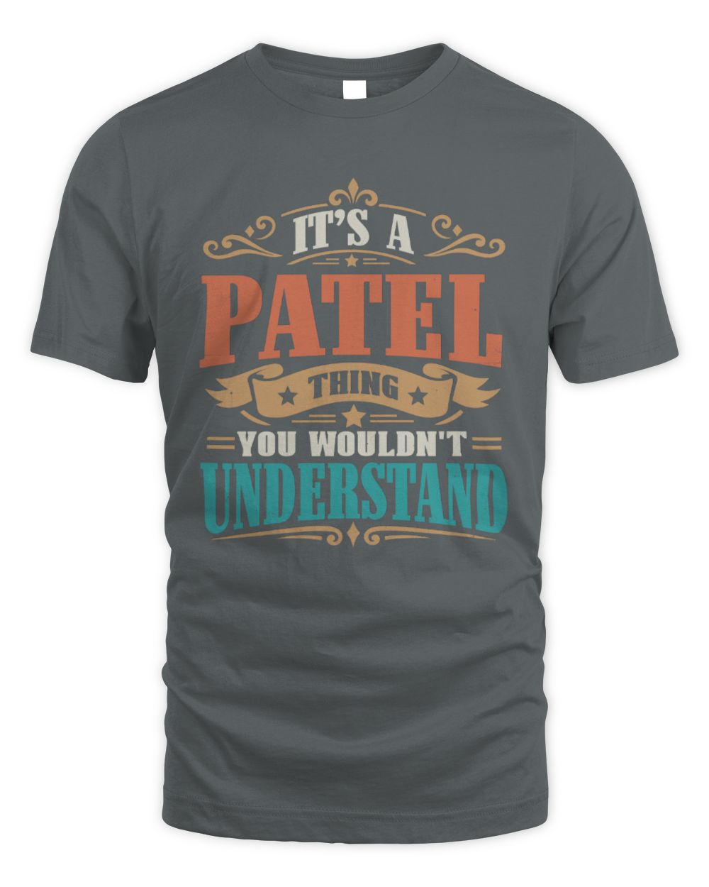 It’s a Name Thing Personalized Retro T-Shirt PATEL M1-47 / Unisex Standard T-Shirt / charcoal