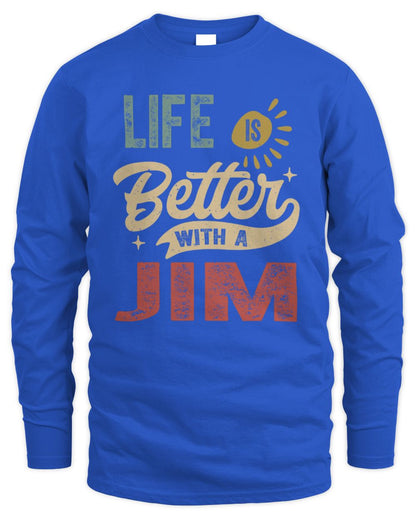 Life Is Better With a Name Personalized Retro T-Shirt JIM-48 / Men's Long Sleeved T-Shirt / royal