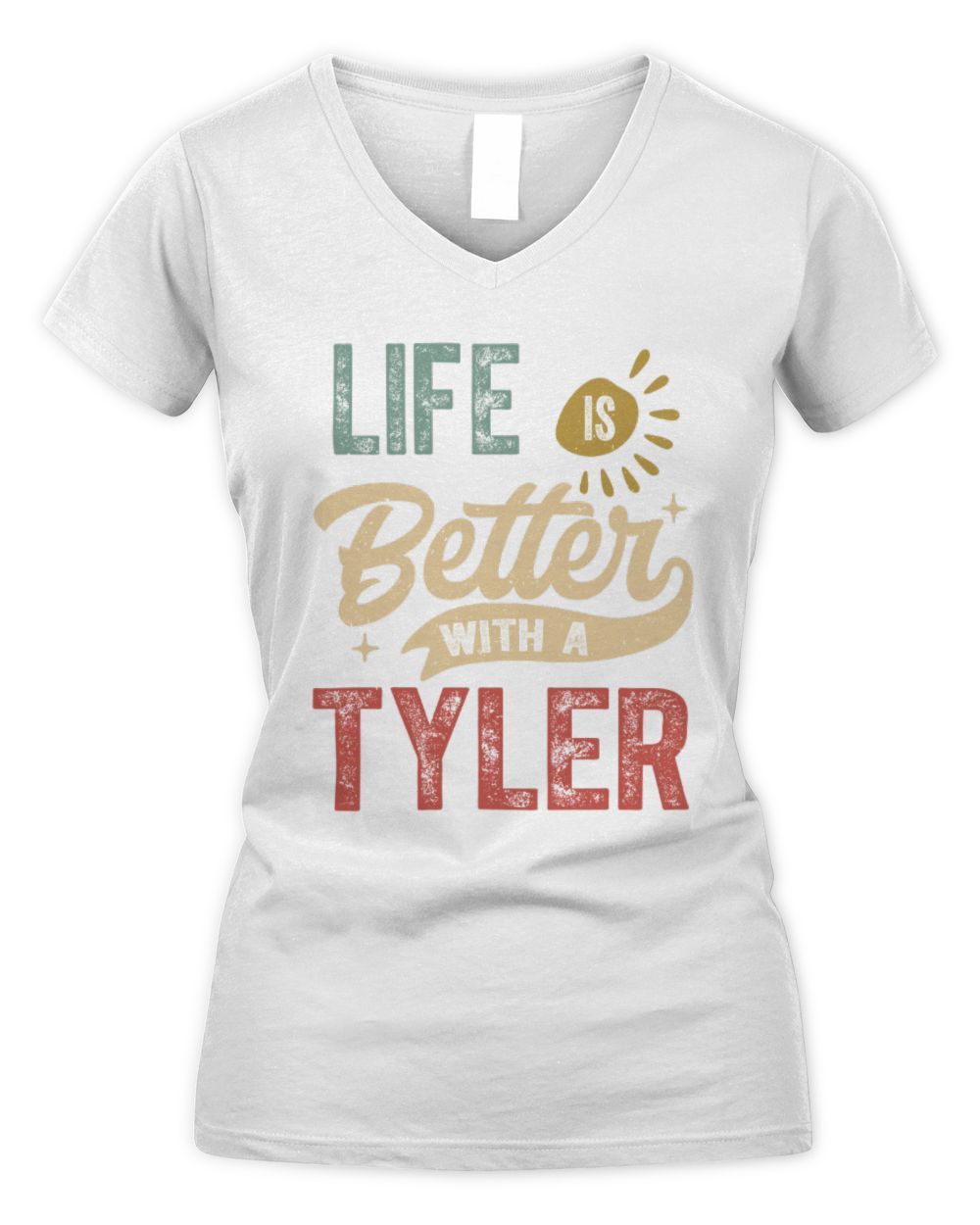 Life Is Better With a Name Personalized Retro T-Shirt TYLER-48 / Women's V-Neck T-Shirt / white