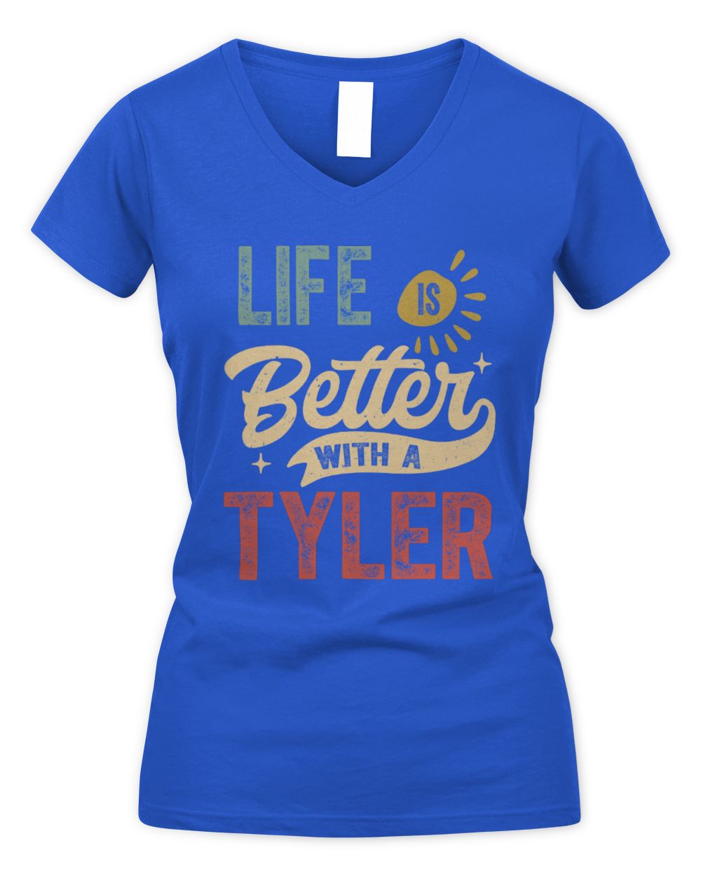 Life Is Better With a Name Personalized Retro T-Shirt TYLER-48 / Women's V-Neck T-Shirt / royal