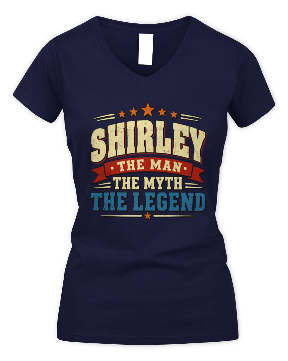 The Man The Myth The Legend Ribbon Vintage T-Shirt SHIRLEY M1-56 / Women's V-Neck T-Shirt / navy