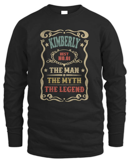 The Man The Myth The Legend Vintage Gold Wine Shirt KIMBERLY M1-52 / Men's Long Sleeved T-Shirt / black