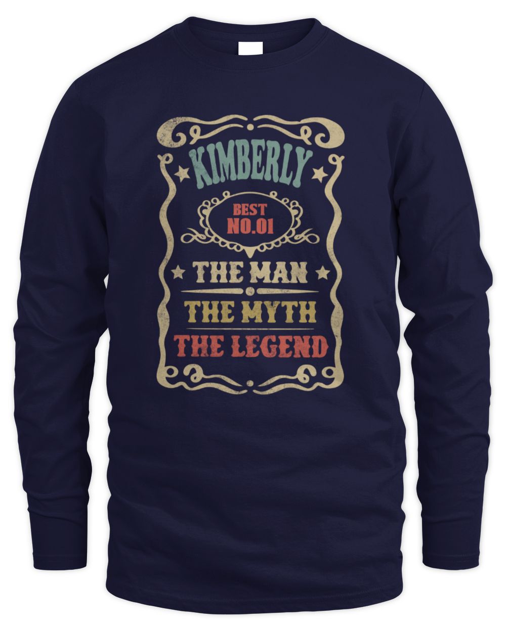 The Man The Myth The Legend Vintage Gold Wine Shirt KIMBERLY M1-52 / Men's Long Sleeved T-Shirt / navy