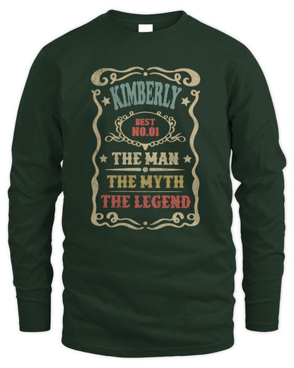 The Man The Myth The Legend Vintage Gold Wine Shirt KIMBERLY M1-52 / Men's Long Sleeved T-Shirt / forest green