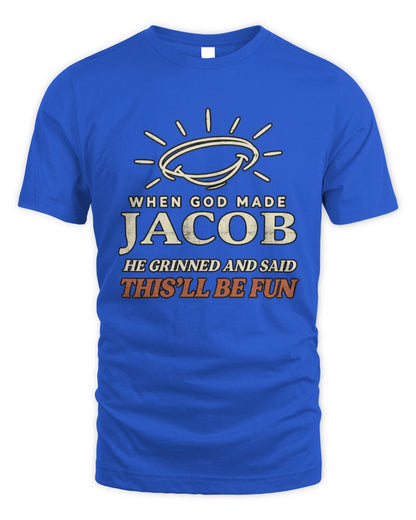 When God Made Your Name Funny Western T-Shirt T-Shirt JACOB M1-S82 / Unisex Standard T-Shirt / royal